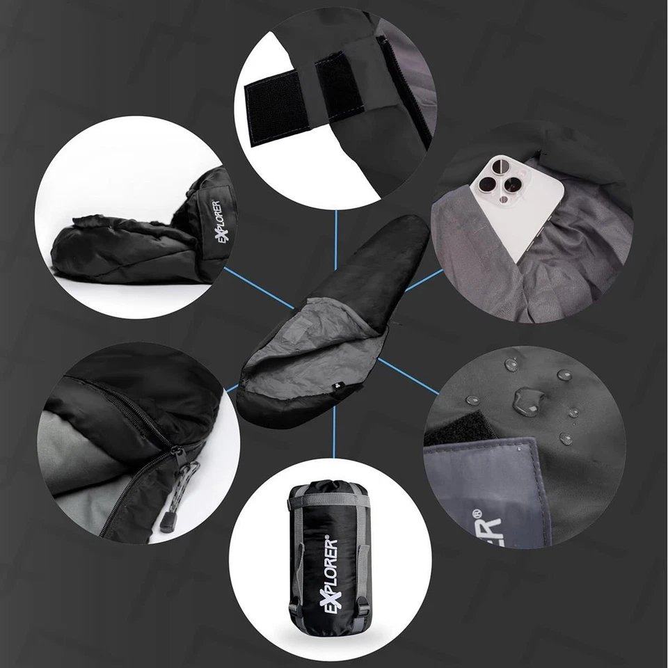 Schlafsack EXPLORER Light600 Leicht Hüttenschlafsack Mini Ultrakompakt schwarz - Bild 2 von 4