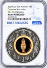 2024 Christmas NUTCRACKER 2oz Silver Gilt Insert Antiqued Coin MS69 FR