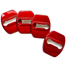 4pcs Polished Red Stainless Door Latch Striker Cover Fits 15-16 Genesis 4D