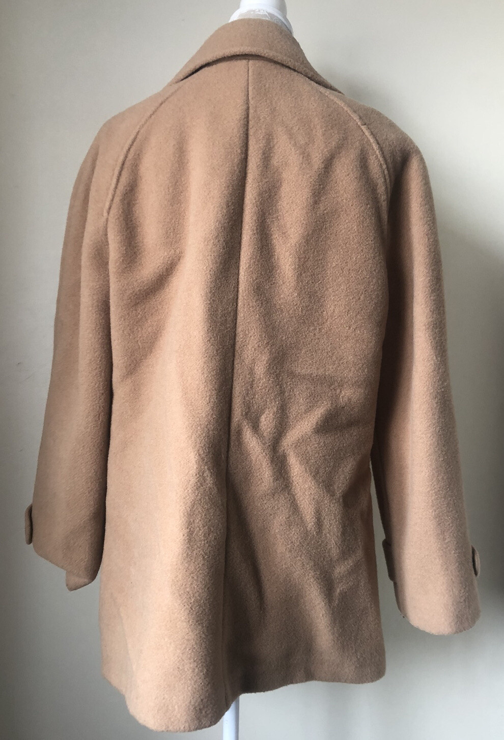 Vintage M&S St Michael Pea Coat UK 18 Beige Wool 1980s Women’s image 5