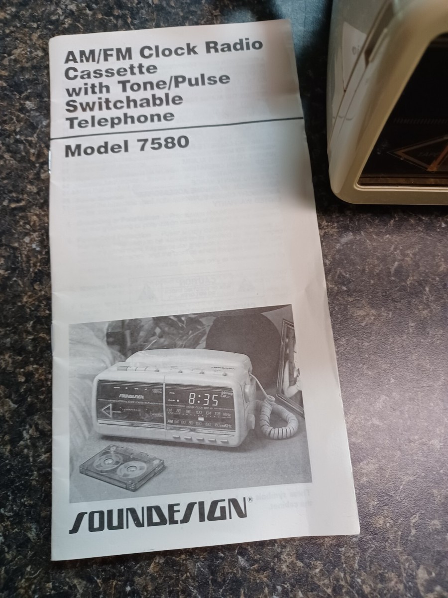 Vintage Soundesign AM/FM Clock Radio Corded Phone Cassette Player