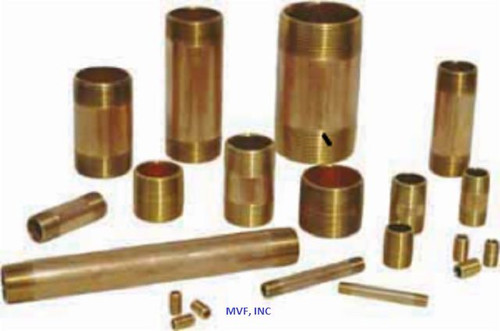 Pipe Nipple 1/2" X 4" Schedule 40 Seamless Lead Free Red Brass NPT BN2040611