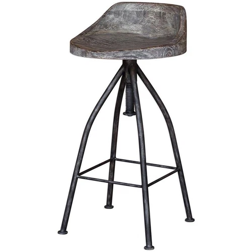 Uttermost Kairu Contemporary Mixwood and Iron Bar Stool in Gray - Picture 1 of 6