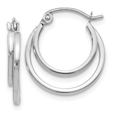 14K White Gold Polished Hinged Hoop Earrings 1.32gm L-17mm, W-18mm