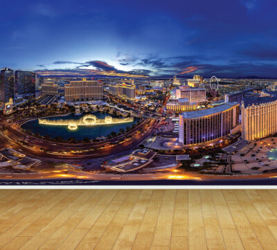 Las Vegas Nacht malerische Hotels Ansicht Tapete Hintergrund Wandbild Feature Abziehbild 