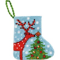 "Permin Kreuzstich Stickpackung Weihnachtsstrumpf Mini \"Rentier\", ZäHlmuster, 7X7"