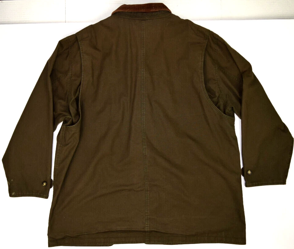 Abrigo Vintage Lands' End Talla XL/2XL Años 80 90 Lona Pana Cuello Verde Marrón Foto 4 de 4