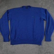 Vintage Polo Ralph Lauren Sweater Mens XL Blue Knit Crew Neck Pullover 90s