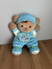 Fisher Price Baby  s My 1st Teddy Bear Plush Lovey Doll Rattle Blue 2008 10"