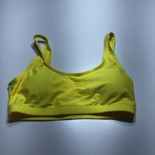Yellow Active Swim Bikini Top Lined Removable Padding Scoop Back Womens Small