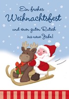 Weihnachten GlüCkwunschkarte Mit Umschlag Weihnachtsmann Rentier Schlitten