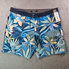 NWT O'Neill Board Shorts Swim Trunks Men 40 No Liner Floral Print Blue Green