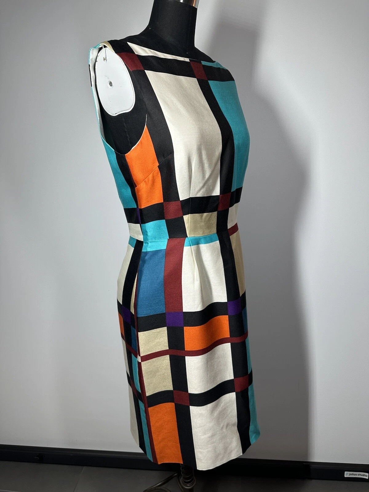 Abito Kate Spade New York Purdy in seta blu taglia 6 tubino color block