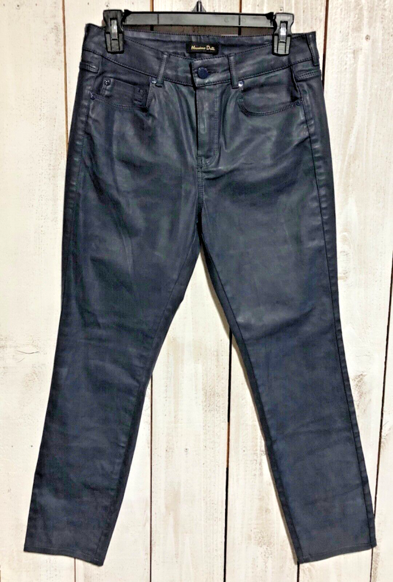 Massimo Dutti Skinny Coated Waxed Cotton Strech fabric Pants