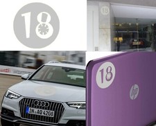 Number 18 Vinyl Cut Sticker V17C
