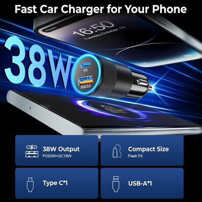 cigarette lighter car bluetooth Joyroom 60W Bluetooth 5.4 Car FM Transmitter PD QC 3.0 Cigarette Lighter  Adapter Hands-Free Call Fast Charging Car Charger