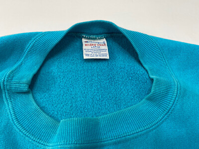 Vintage 90's Champion Reverse Weave Turquoise Blue Size L Made in