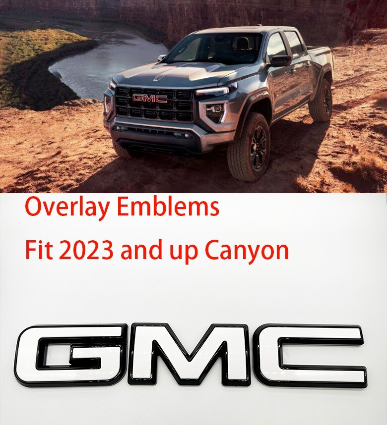 Front GMC White Black OVERLAY Emblem Badge Fit 2023 2024 GMC Canyon