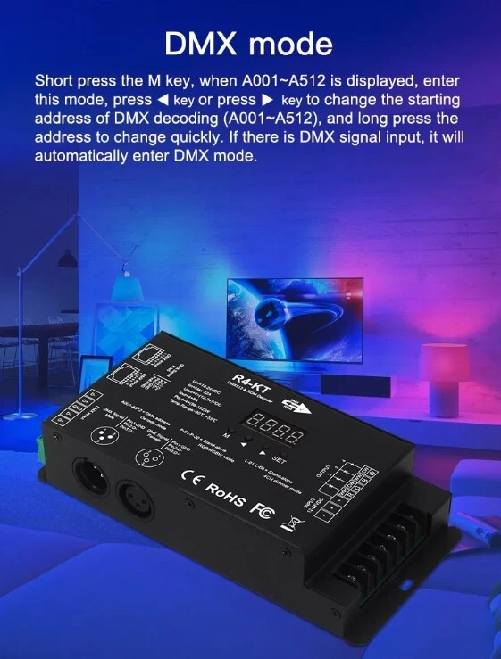4Ch DMX512 & RDM Decoder Controller for LED RGBW LED Strip Light RJ45 Connection - Image 4 of 4