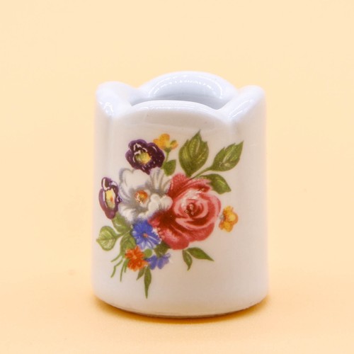 Funny Design W. Germany Solid Porcelain Taper Candle Holder Rose Floral