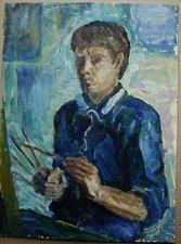 Ukrainian Soviet Oil Painting male portrait Post impressionism artist  