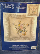 NEW/OS CANDAMAR DESIGNS ANNA'S GARDEN CANDLEWICKING/EMBROIDERY 14X14" PILLOW KIT