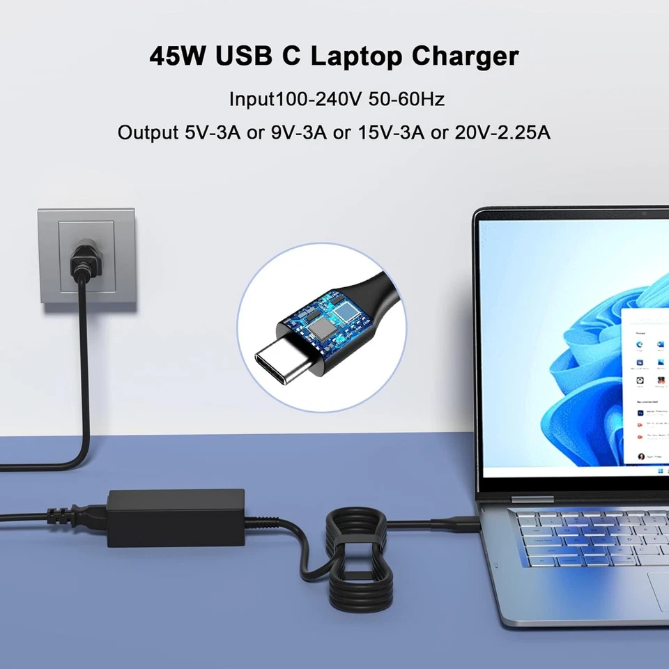 Зарядное устройство подлинное 45 Вт USB C для HP Chromebook X360 14 14A G5 11 11A G8 G7 G6 G1 G2 - Изображение 4 из 4