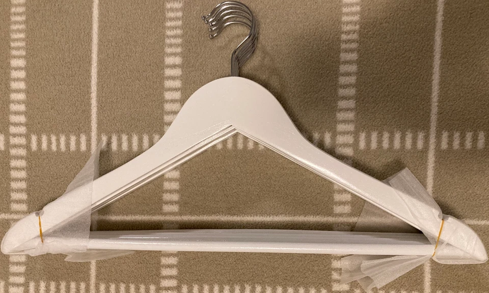 5 drehbare Kleiderbügel Holz weiß Holzkleiderbügel Anzugbügel 44,5 cm Hosensteg