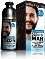 Mokeru Men 2 in1 Beard & Mustache Natural Hair Color Shampoo Permanent Black Dye