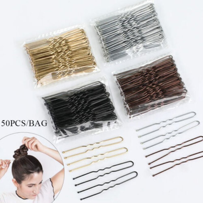 50-Pack Metal U-Shaped Bobby Pins for Hair Styling and DIY Accessories