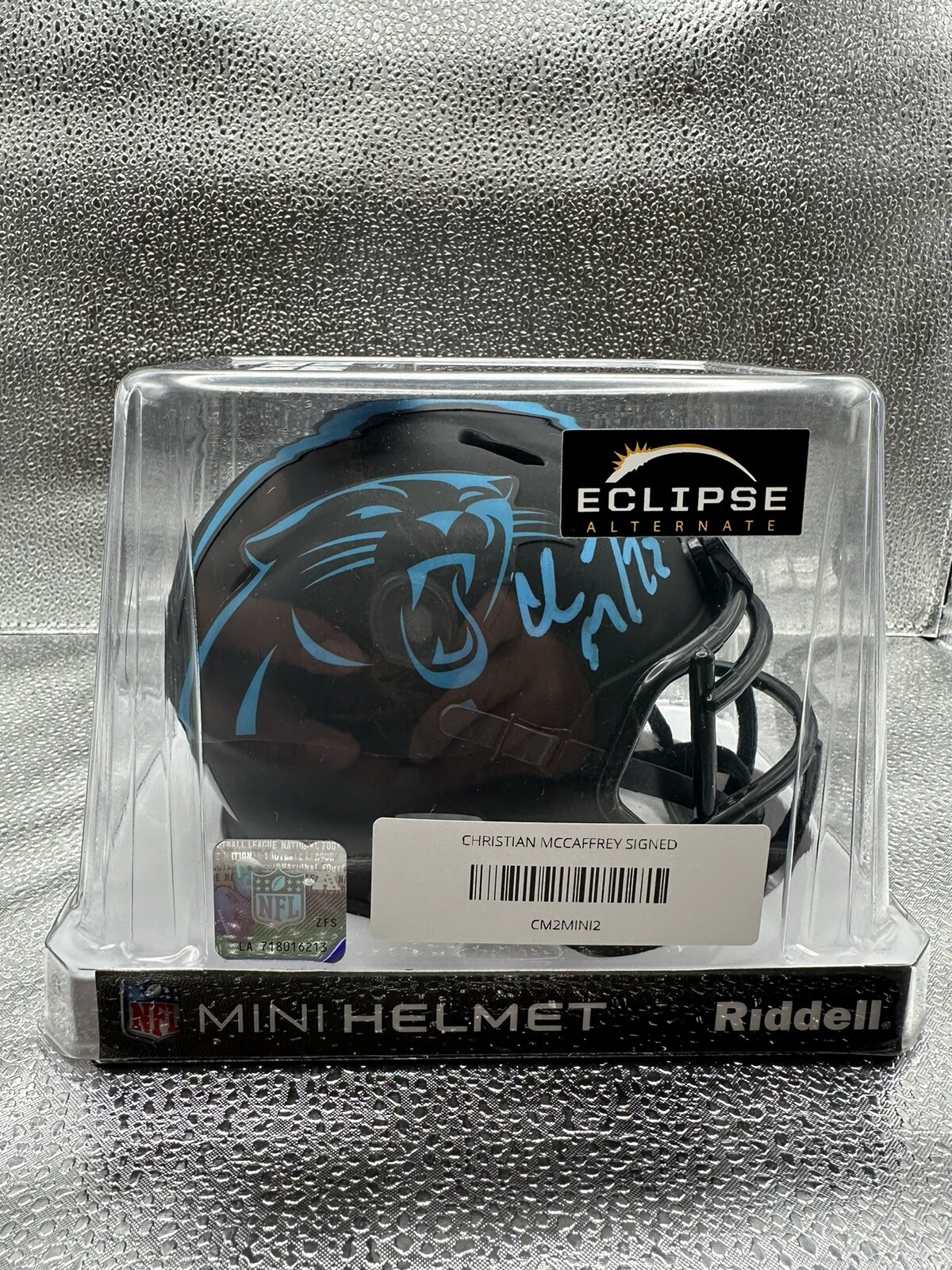 Christian McCaffrey Autographed Signed Carolina Panthers Mini Eclipse Helmet 