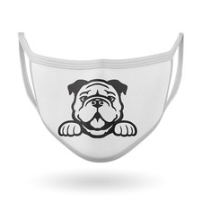 Face Mask Washable Funny Dog English Bulldog Peeking Adult