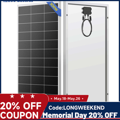300W Mono Solar Panel 12V N-Type Cell Power Charger Home Boat Off-Grid Battery