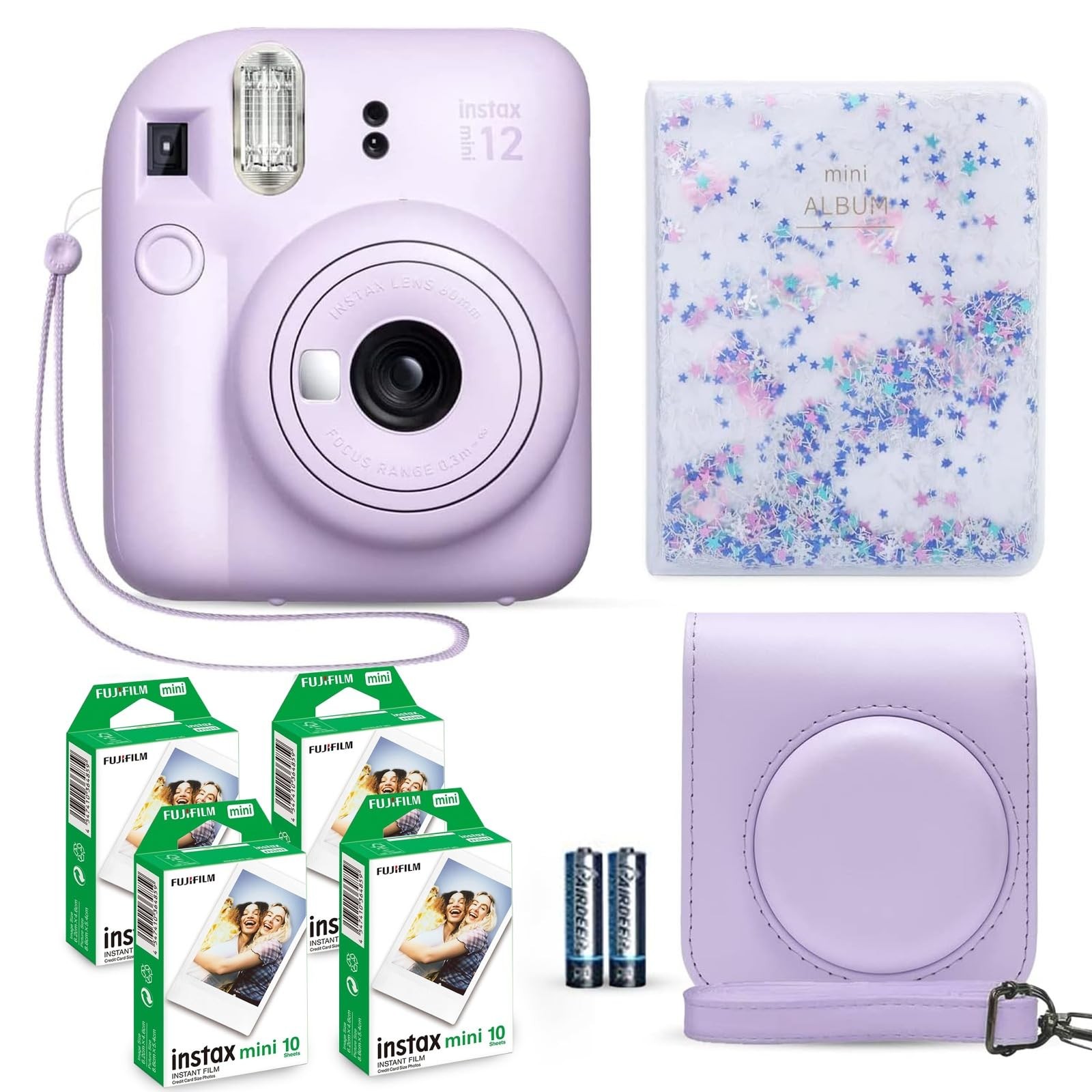 Instant Camera Fujifilm Instax Mini 12 Lilac Purple 40 Sheets Bundle Value Pack-image