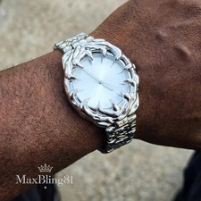 Men's Watch Gothic Claw Medieval Quartz Silver Plated Alabaster Style Retro