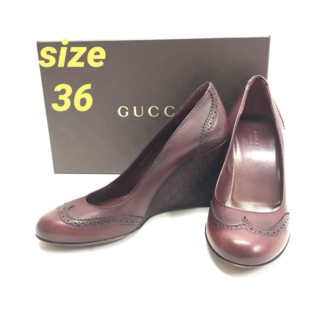 SAOLA US6 EU36 Gucci décolleté pelle shima modello gg suola zeppa 297212 dal Giappone