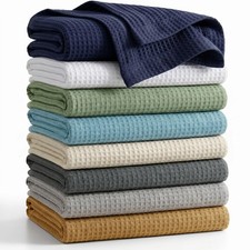 100 Cotton Waffle Weave Blanket Twin Size Breathable Cooling 60x90 Grey