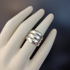 Modernist Minimalist Ring Vintage Sterling Silver Wide Band Sculptural Statement