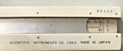 Vintage 1964 Scientific Instruments Co. No. 5050 Slide Rule W/ Leather Case 