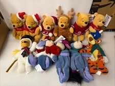Disney Store Winnie the Pooh Christmas Holiday Vintage Bean Bag Plush Lot 11 NWT
