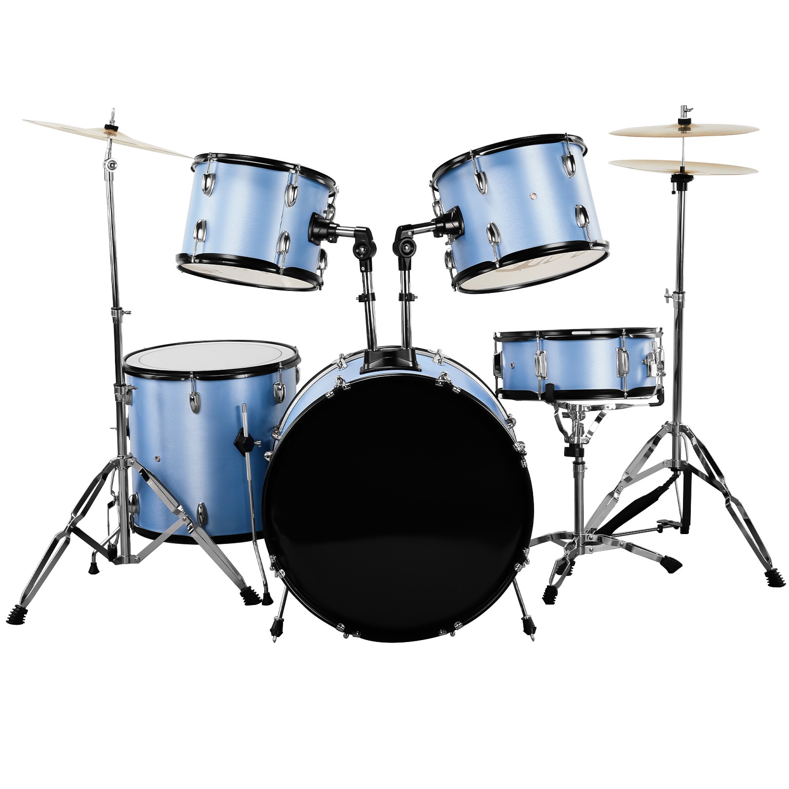 5-Piece Complete Full Size Pro Adult Drum Set Kit with Genuine Remo Heads