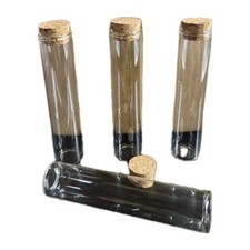 16 Pcs 28 ml Plastic Test Tubes with Cork Stoppers 101 x 19 mm  4" x 3/4" 