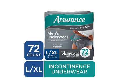 Assurance Men's Incontinence Underwear, Large, Maximum Absorbency, 72 Count