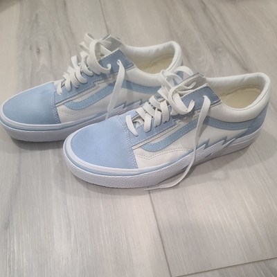 Vans Old Skool Bolts Baby Blue Skate Shoes Mens Sz 8.5 Rare