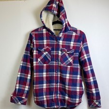 Boston Traders Women's Sherpa-Lined Plaid Hooded Shacket - Size Small