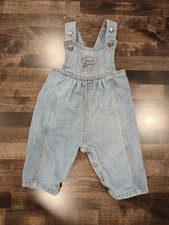vtg GUESS baby girls denim Light Wash overalls 3 months USA 100 Cotton Hearts