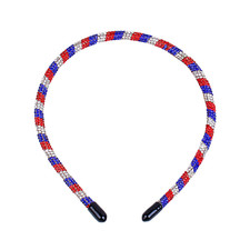 Patriotic Rhinestone Headband 4th of July Headband Red White Blue Stripes Hair b