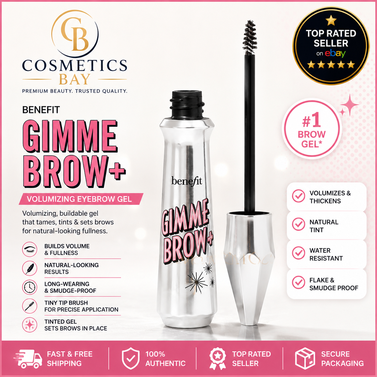 Benefit Gimme Brow Volumizing Fiber *Shade 3* Gel - 1.5g Travel Size (Unboxed)