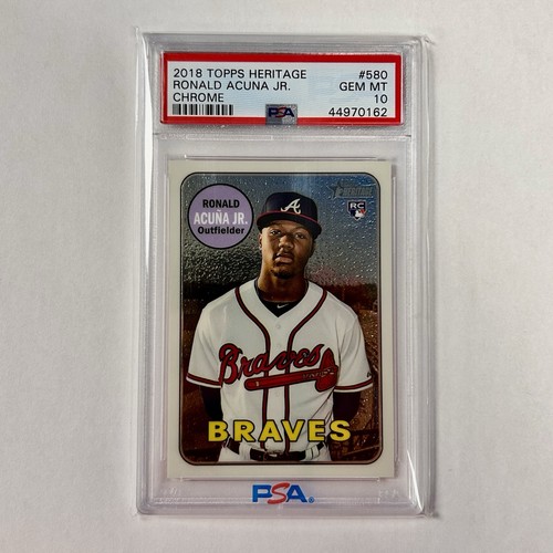 2018 Topps Heritage Ronald Acuna Jr. RC Rookie Chrome #THC-580 /999 PSA 10 GEM
