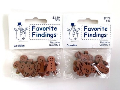 Favorite Findings Flatback 2 Hole Buttons GINGERBREAD BOY & GIRL COOKIES 12 Ct